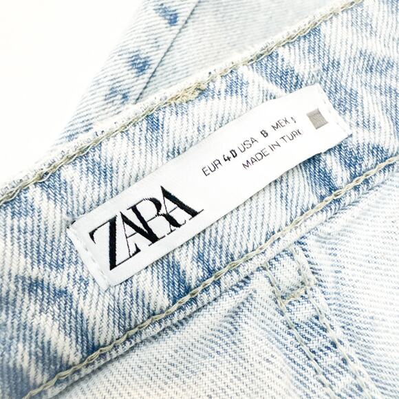 Zara Acid Wash Button Fly Denim Jeans Button Fly Straight Leg Size 8 - Picture 6 of 7